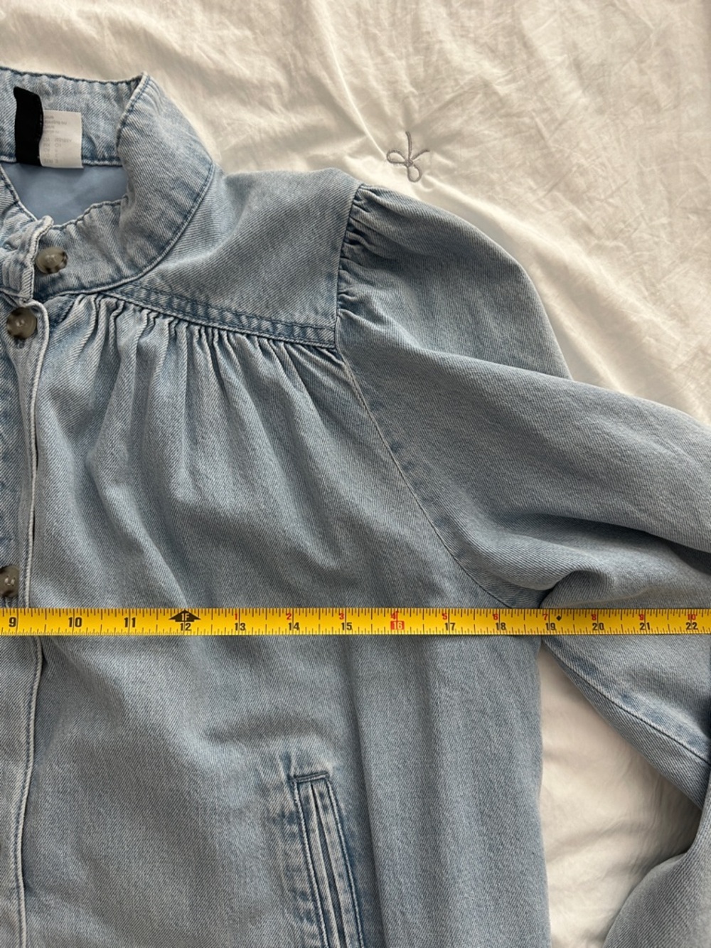 H&M Light Blue Denim Puff-Sleeve Jacket size small - Picture 8 of 9